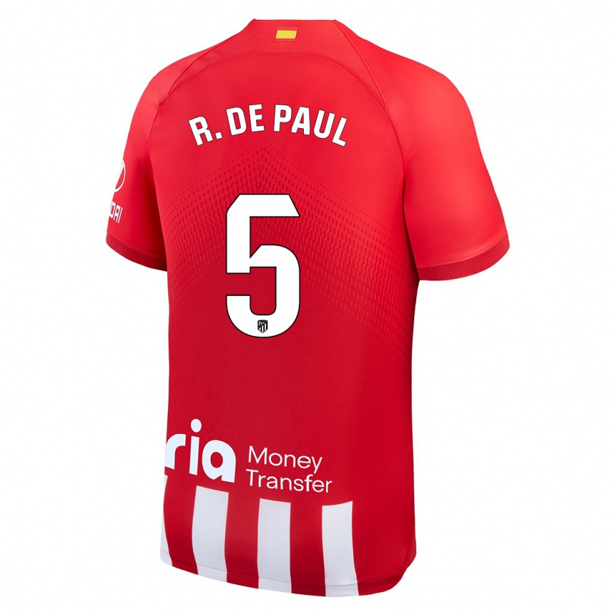 Kinder Fußball Rodrigo De Paul #5 Rot-Weiss Heimtrikot Trikot 2023/24 T-Shirt Luxemburg