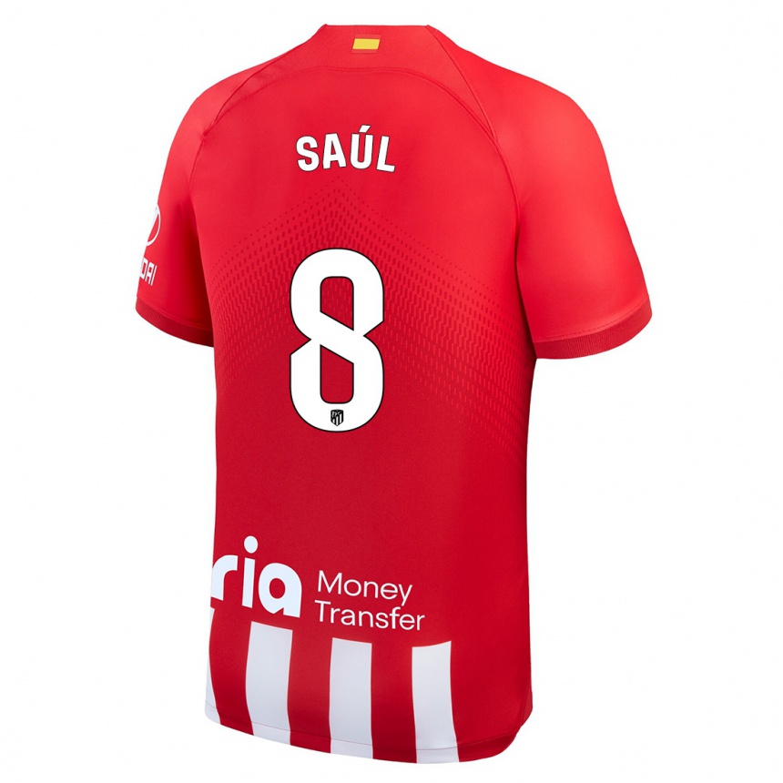 Kinder Fußball Saul Niguez #8 Rot-Weiss Heimtrikot Trikot 2023/24 T-Shirt Luxemburg
