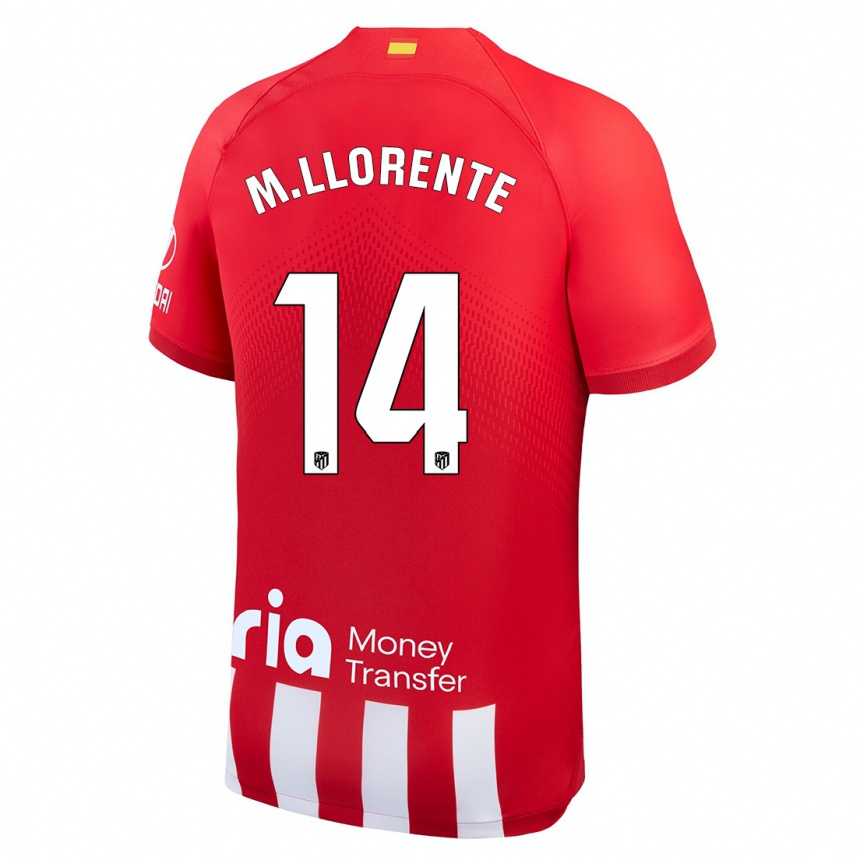 Kinder Fußball Marcos Llorente #14 Rot-Weiss Heimtrikot Trikot 2023/24 T-Shirt Luxemburg
