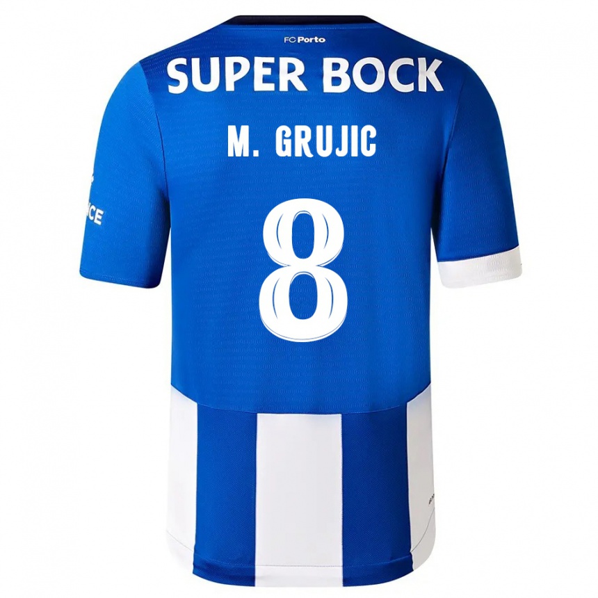 Kinder Fußball Marko Grujic #8 Blau Weiss Heimtrikot Trikot 2023/24 T-Shirt Luxemburg