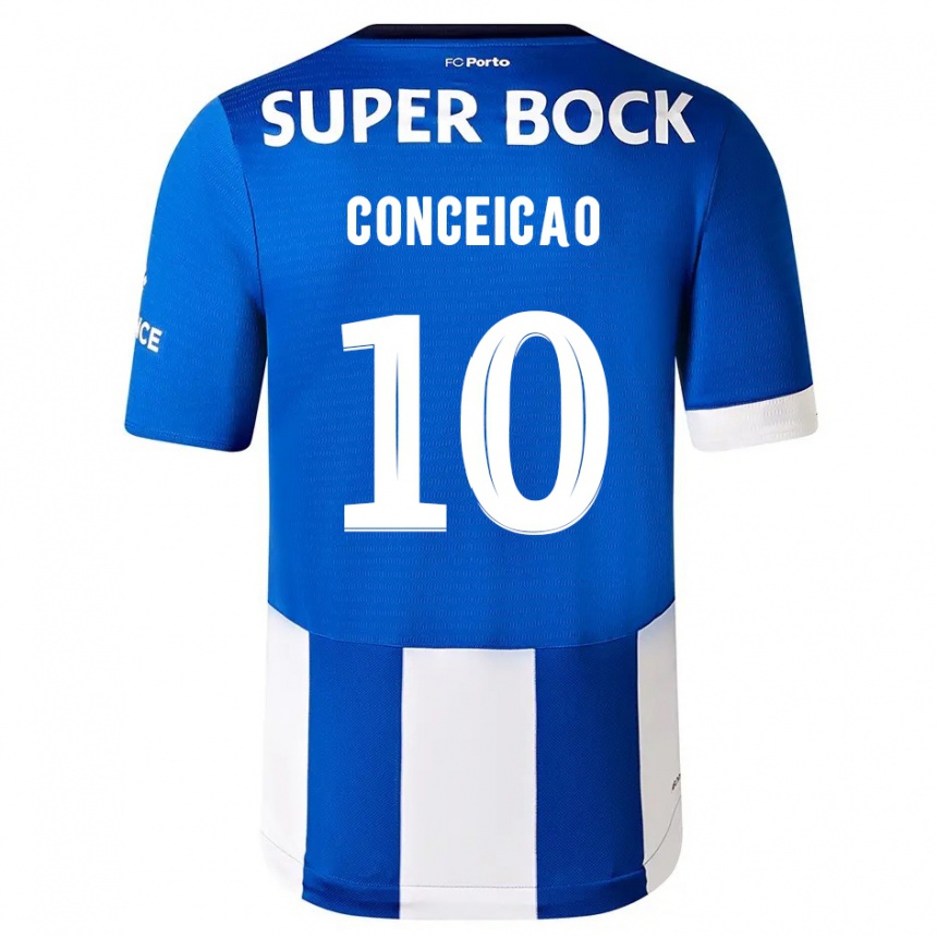 Kinder Fußball Francisco Conceicao #10 Blau Weiss Heimtrikot Trikot 2023/24 T-Shirt Luxemburg