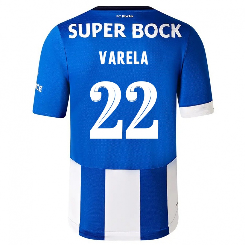 Kinder Fußball Alan Varela #22 Blau Weiss Heimtrikot Trikot 2023/24 T-Shirt Luxemburg