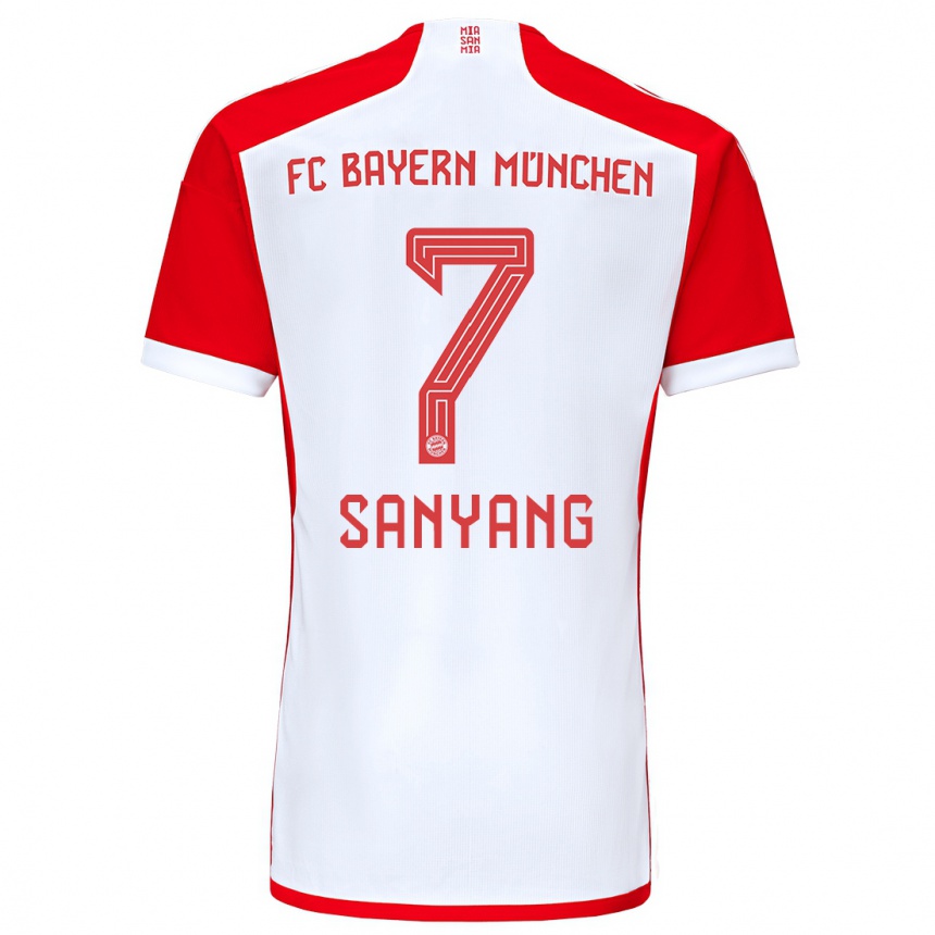 Kinder Fußball Mamin Sanyang #7 Rot-Weiss Heimtrikot Trikot 2023/24 T-Shirt Luxemburg