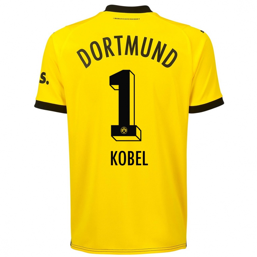 Kinder Fußball Gregor Kobel #1 Gelb Heimtrikot Trikot 2023/24 T-Shirt Luxemburg
