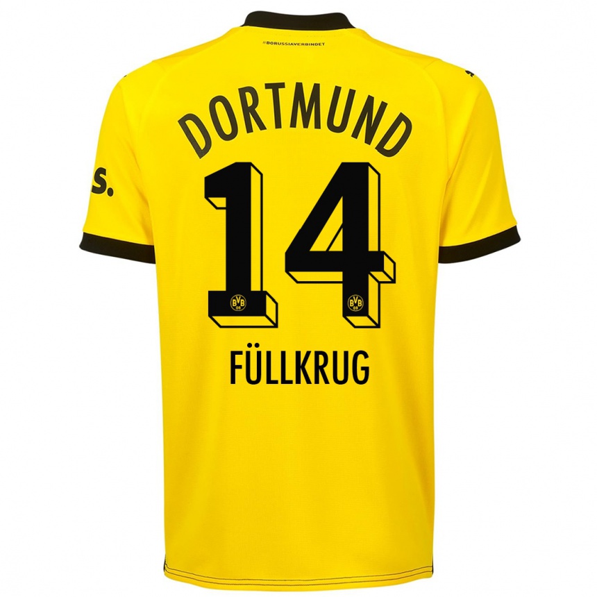 Kinder Fußball Niclas Füllkrug #14 Gelb Heimtrikot Trikot 2023/24 T-Shirt Luxemburg