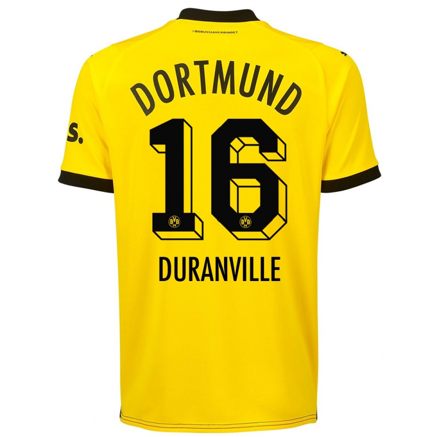 Kinder Fußball Julien Duranville #16 Gelb Heimtrikot Trikot 2023/24 T-Shirt Luxemburg