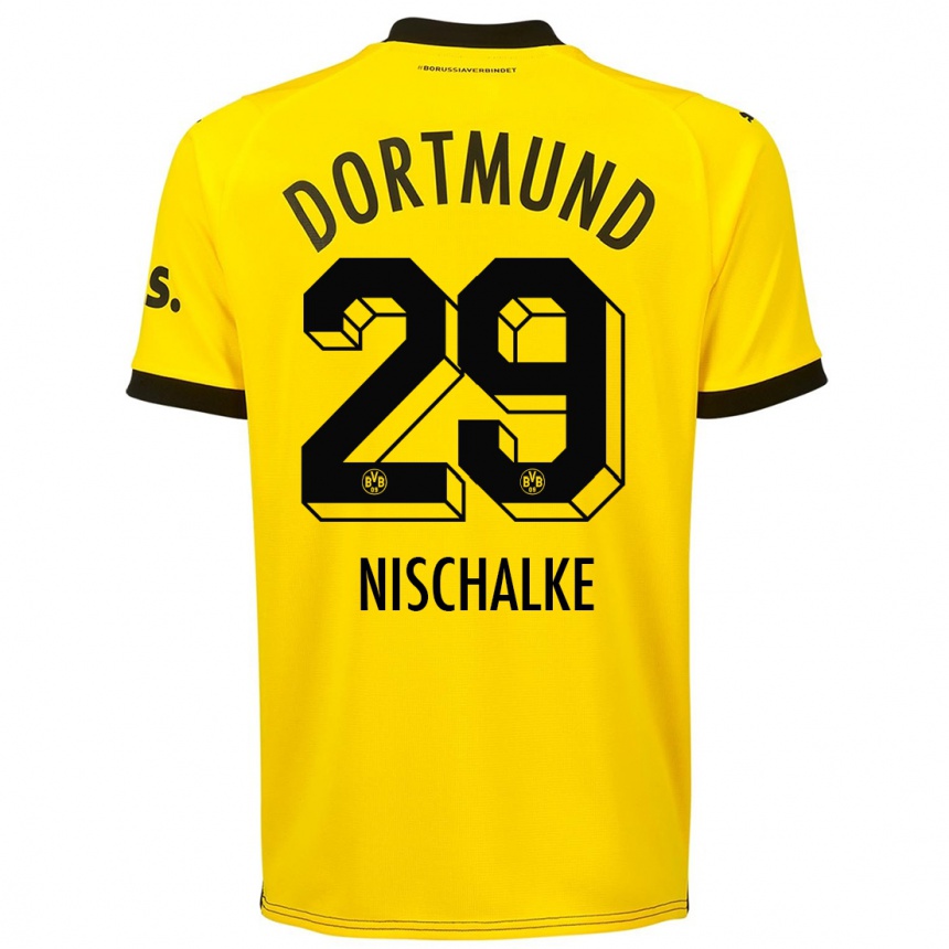 Kinder Fußball Jermain Nischalke #29 Gelb Heimtrikot Trikot 2023/24 T-Shirt Luxemburg