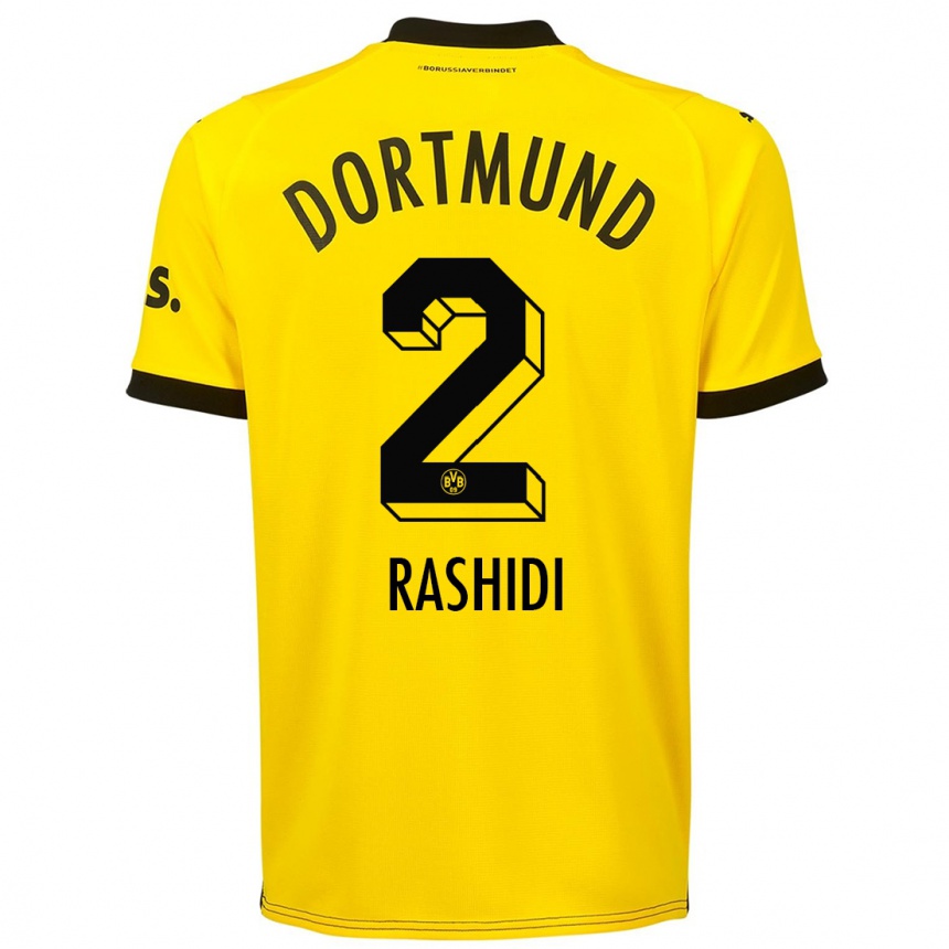 Kinder Fußball William Rashidi #2 Gelb Heimtrikot Trikot 2023/24 T-Shirt Luxemburg