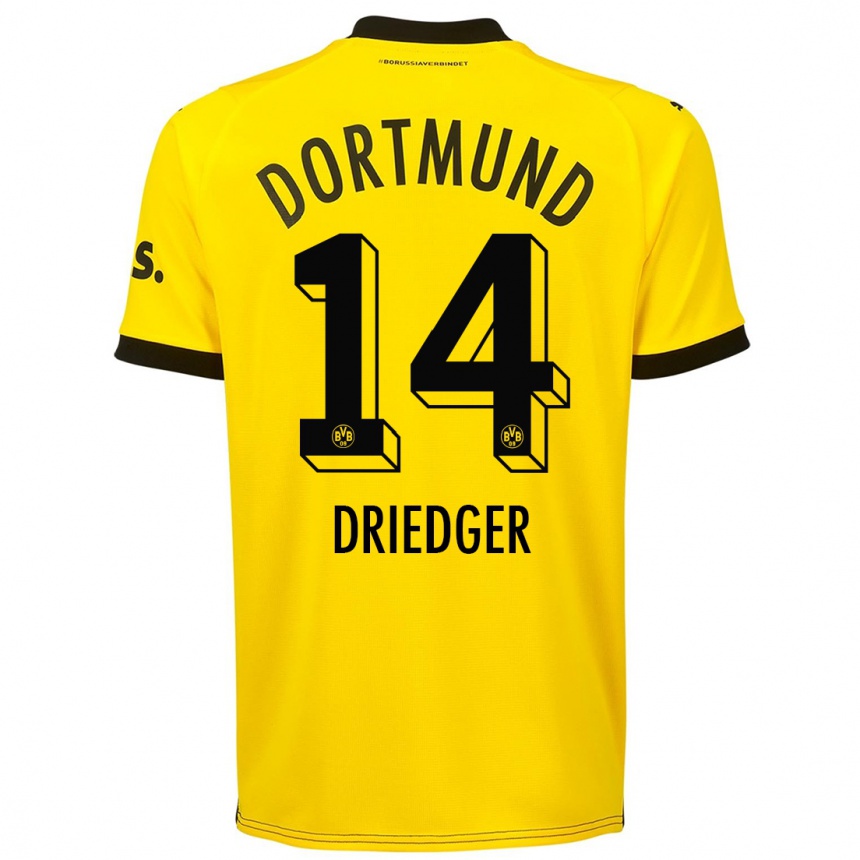 Kinder Fußball Julian Driedger #14 Gelb Heimtrikot Trikot 2023/24 T-Shirt Luxemburg