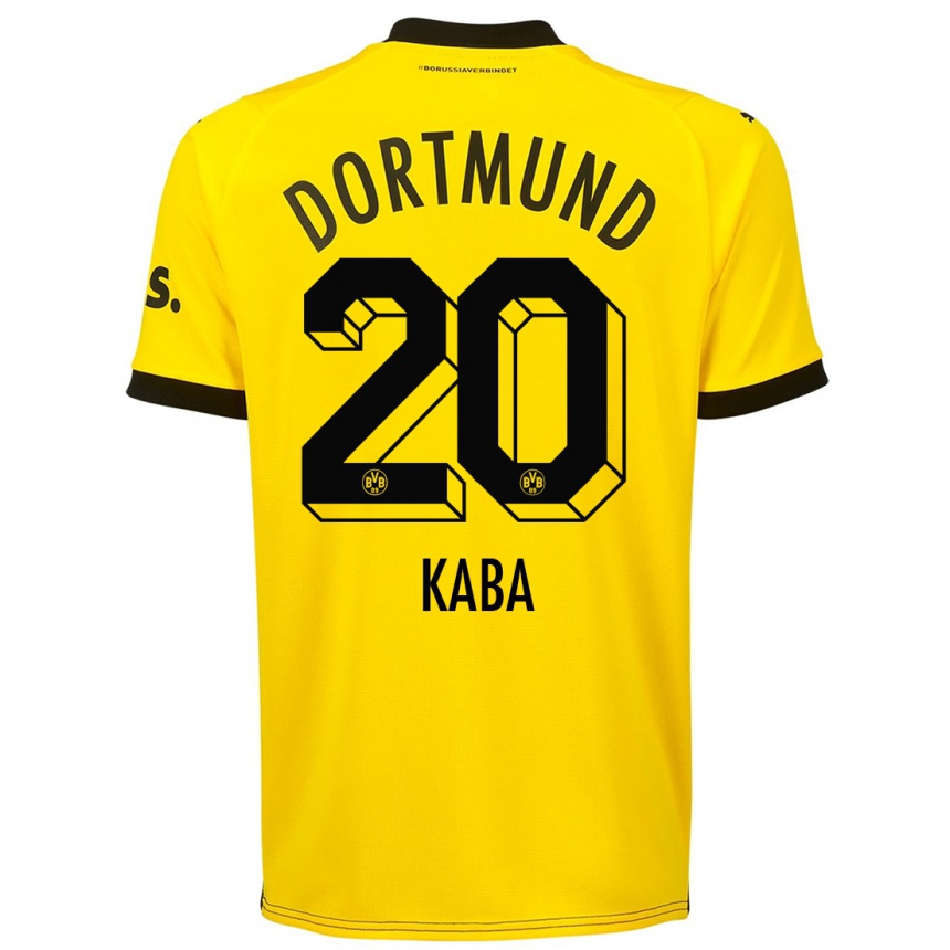 Kinder Fußball Mussa Kaba #20 Gelb Heimtrikot Trikot 2023/24 T-Shirt Luxemburg