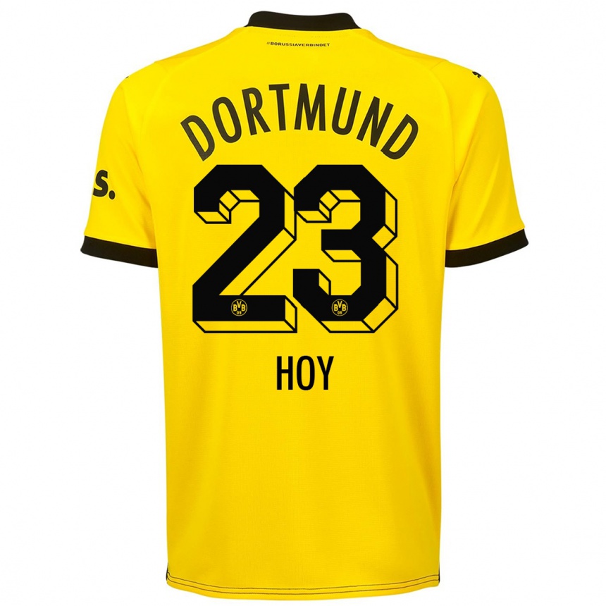 Kinder Fußball Justin Hoy #23 Gelb Heimtrikot Trikot 2023/24 T-Shirt Luxemburg