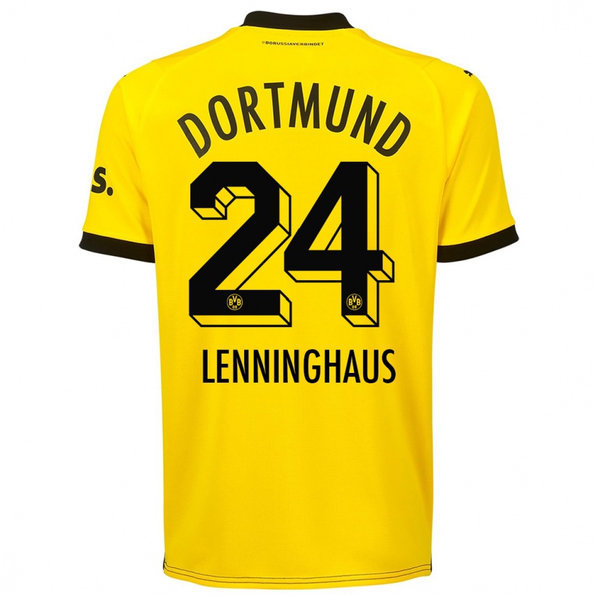 Kinder Fußball Mika Lenninghaus #24 Gelb Heimtrikot Trikot 2023/24 T-Shirt Luxemburg