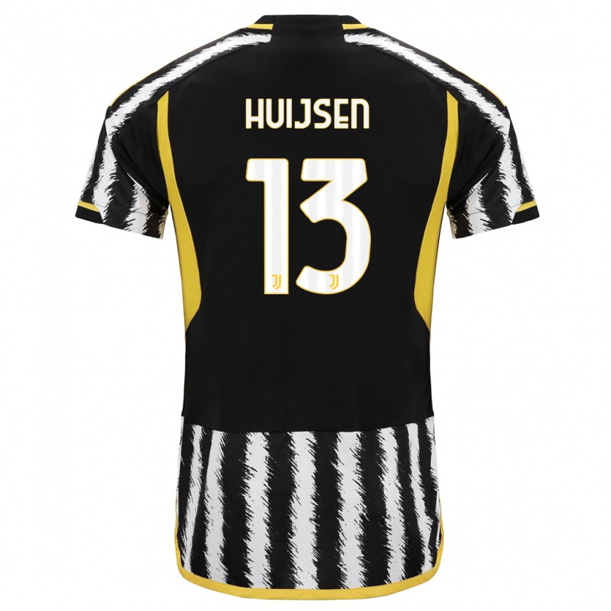 Kinder Fußball Dean Huijsen #13 Schwarz-Weiss Heimtrikot Trikot 2023/24 T-Shirt Luxemburg