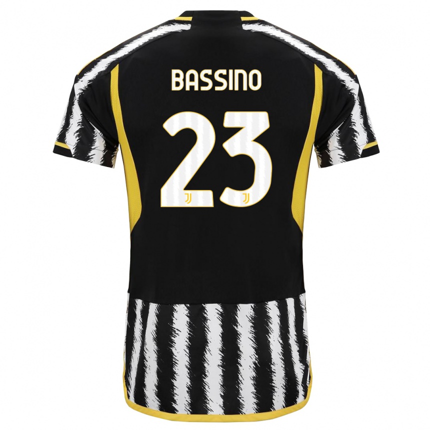Kinder Fußball Alessandro Bassino #23 Schwarz-Weiss Heimtrikot Trikot 2023/24 T-Shirt Luxemburg
