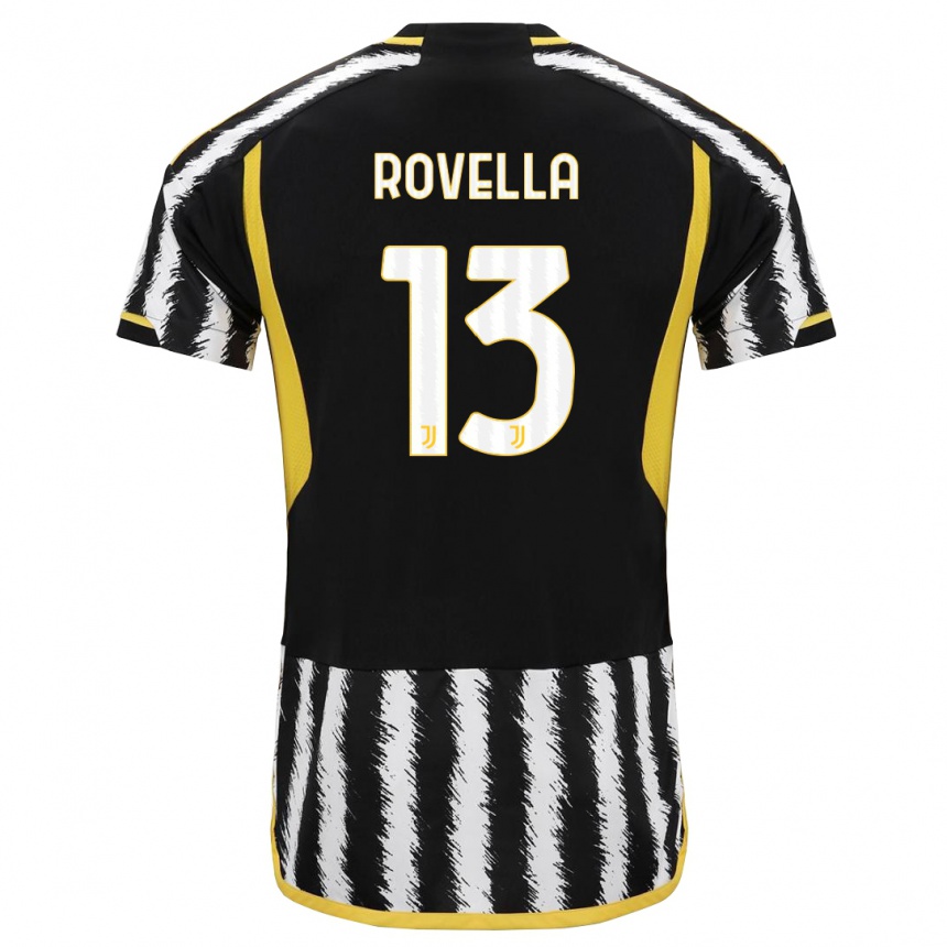 Kinder Fußball Nicolo Rovella #13 Schwarz-Weiss Heimtrikot Trikot 2023/24 T-Shirt Luxemburg