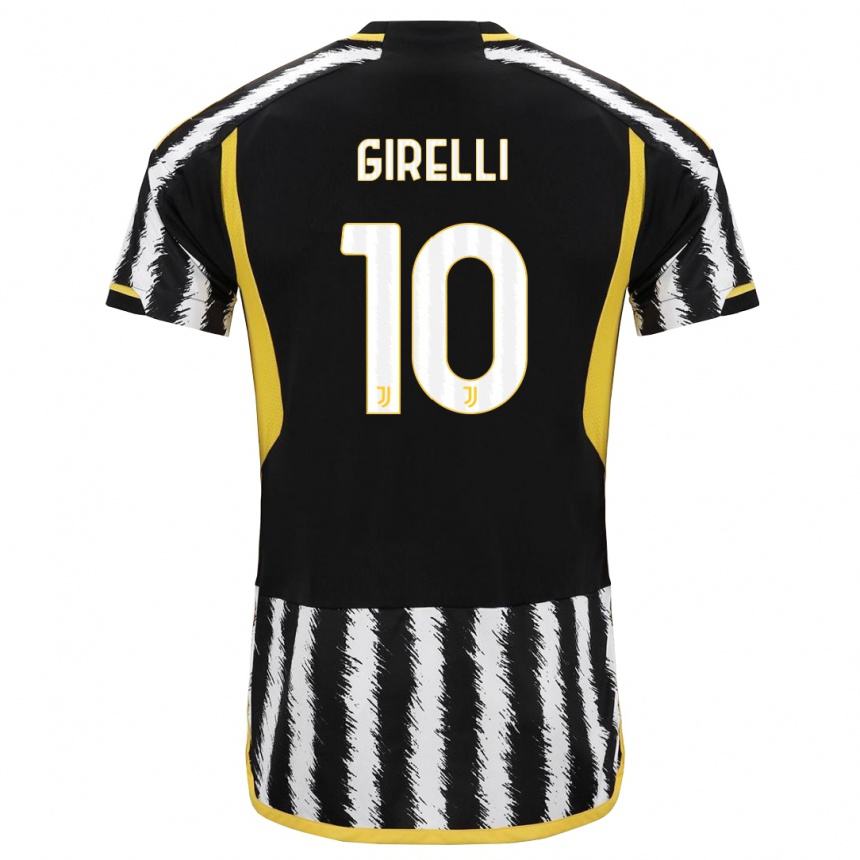 Kinder Fußball Cristiana Girelli #10 Schwarz-Weiss Heimtrikot Trikot 2023/24 T-Shirt Luxemburg