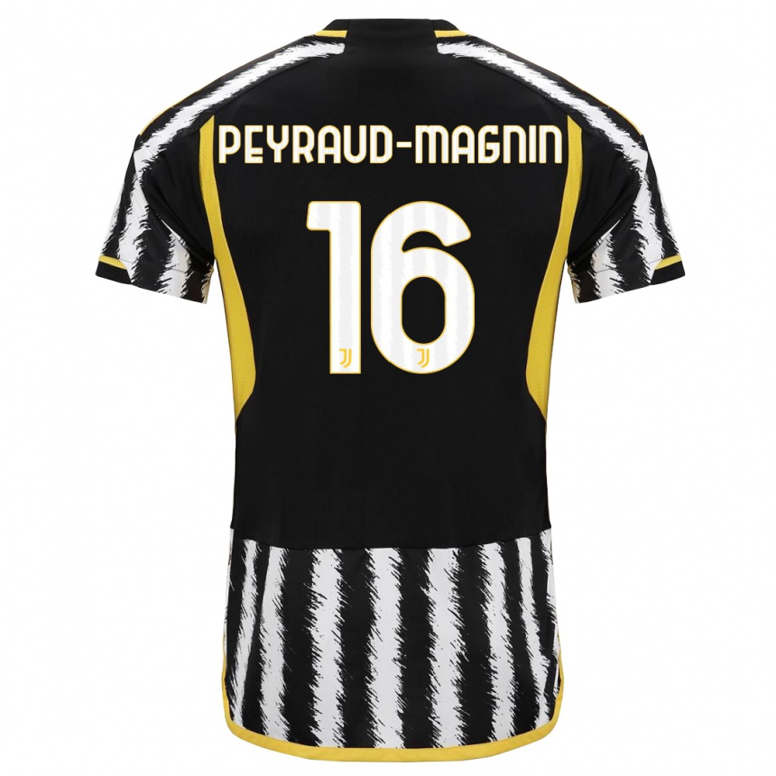 Kinder Fußball Pauline Peyraud-Magnin #16 Schwarz-Weiss Heimtrikot Trikot 2023/24 T-Shirt Luxemburg