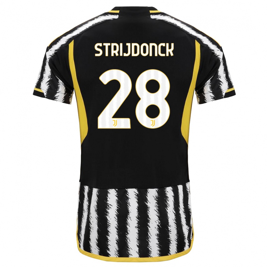 Kinder Fußball Bayron Strijdonck #28 Schwarz-Weiss Heimtrikot Trikot 2023/24 T-Shirt Luxemburg