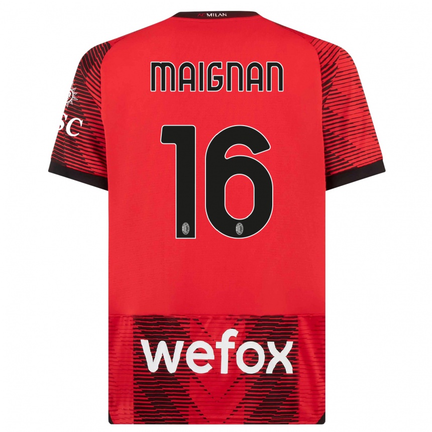 Kinder Fußball Mike Maignan #16 Rot Schwarz Heimtrikot Trikot 2023/24 T-Shirt Luxemburg