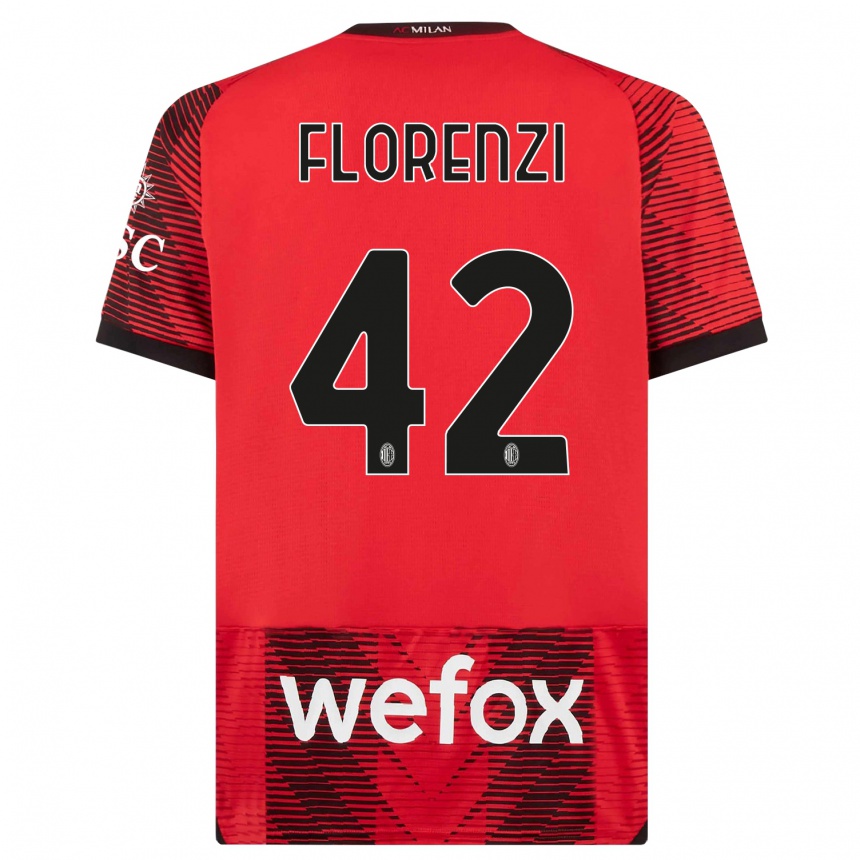 Kinder Fußball Alessandro Florenzi #42 Rot Schwarz Heimtrikot Trikot 2023/24 T-Shirt Luxemburg