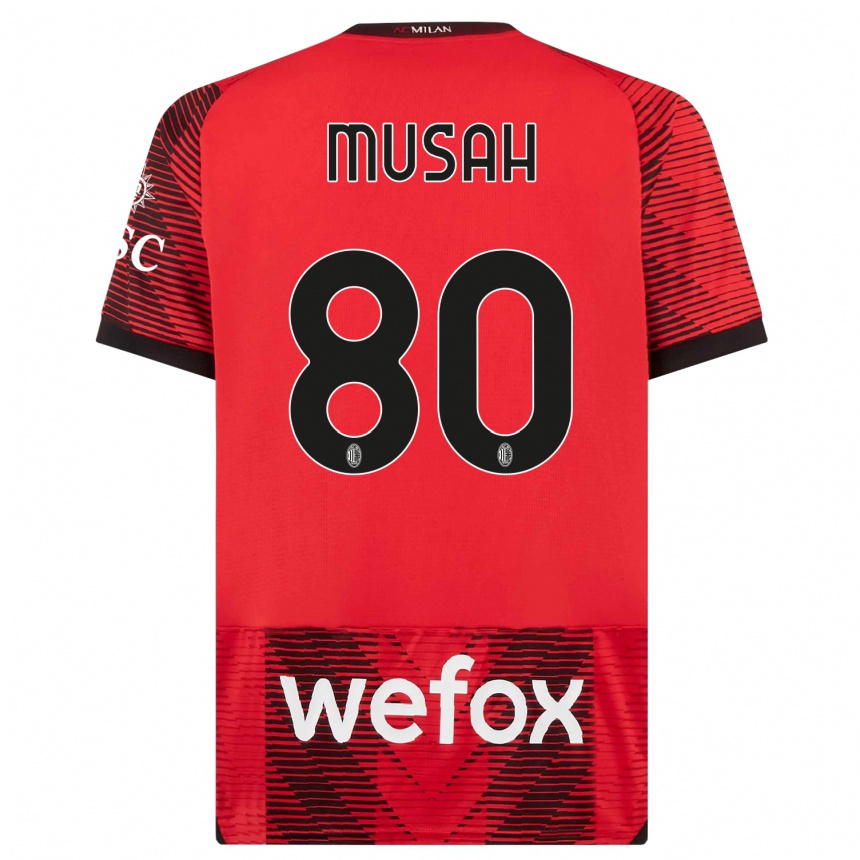 Kinder Fußball Yunus Musah #80 Rot Schwarz Heimtrikot Trikot 2023/24 T-Shirt Luxemburg