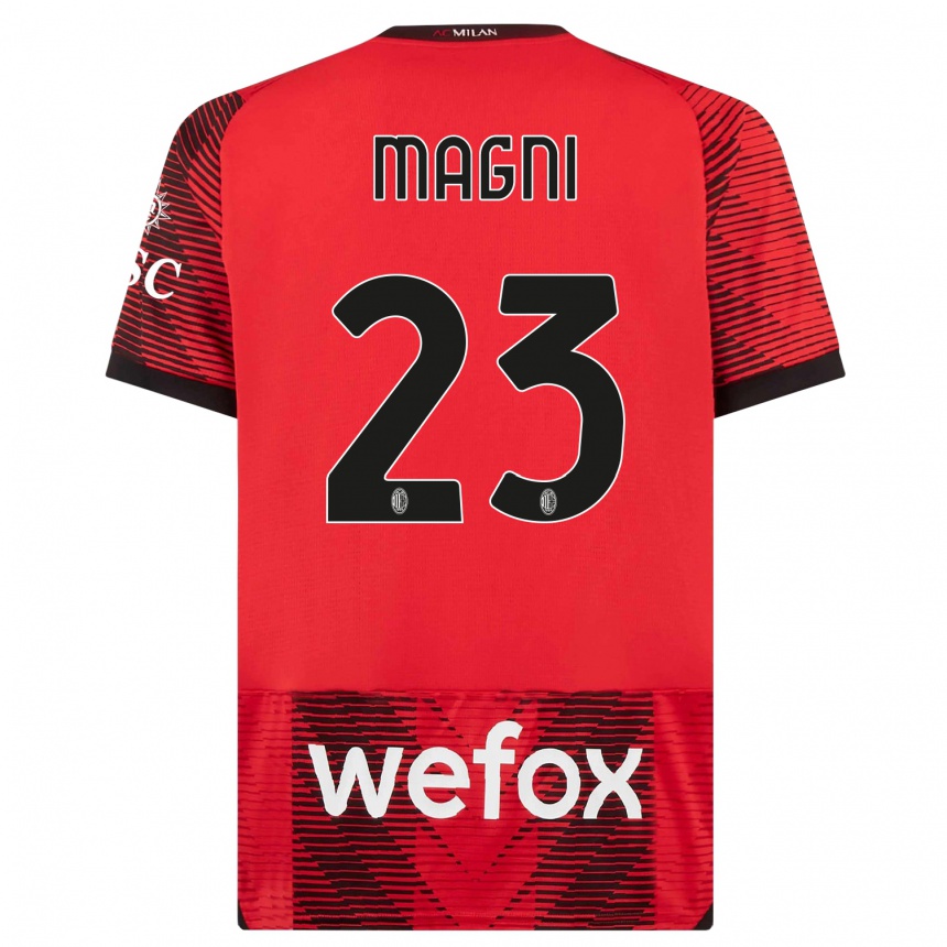 Kinder Fußball Vittorio Magni #23 Rot Schwarz Heimtrikot Trikot 2023/24 T-Shirt Luxemburg