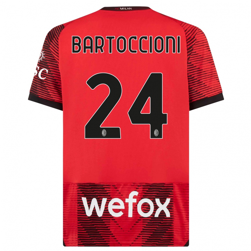 Kinder Fußball Andrea Bartoccioni #24 Rot Schwarz Heimtrikot Trikot 2023/24 T-Shirt Luxemburg
