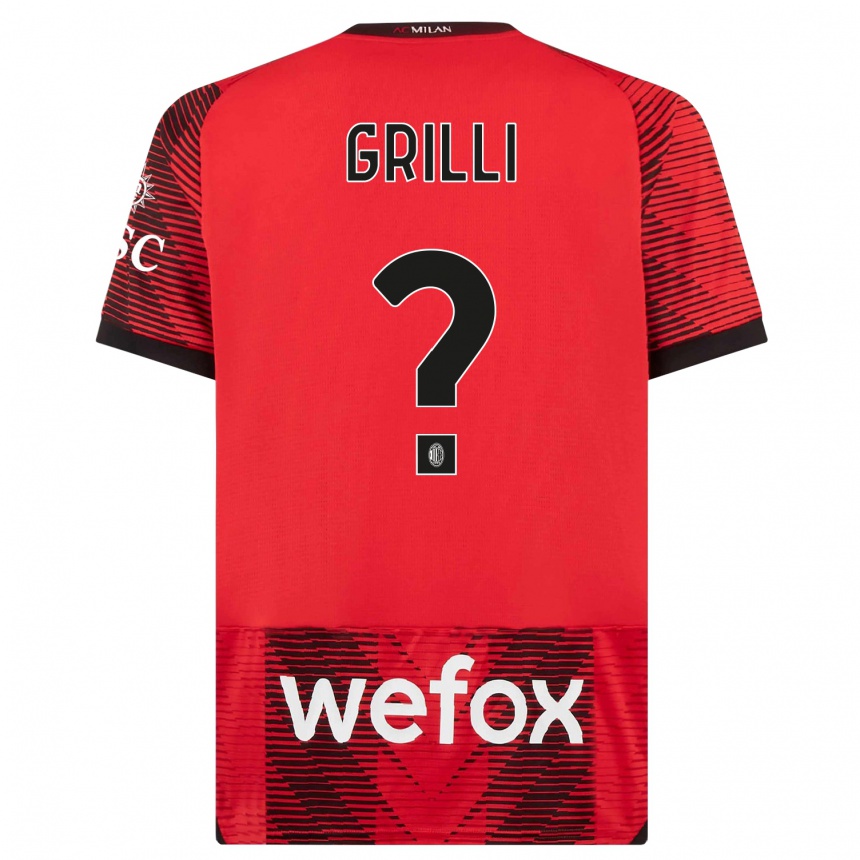 Kinder Fußball Lorenzo Grilli #0 Rot Schwarz Heimtrikot Trikot 2023/24 T-Shirt Luxemburg