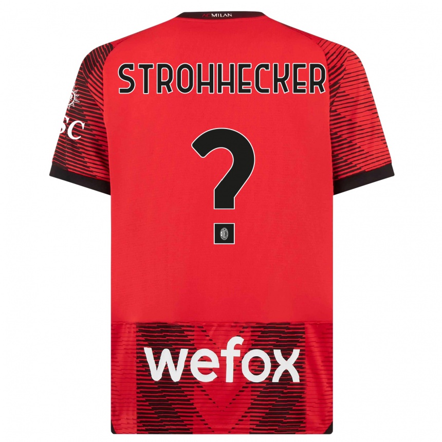 Kinder Fußball Riccardo Strohhecker #0 Rot Schwarz Heimtrikot Trikot 2023/24 T-Shirt Luxemburg