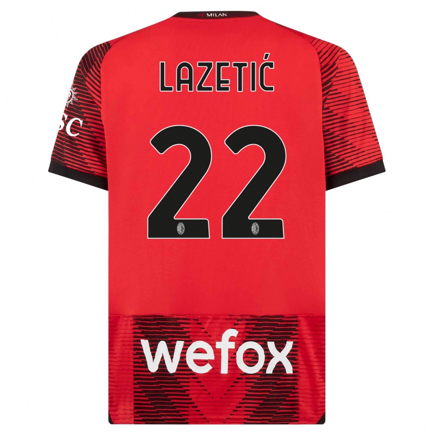 Kinder Fußball Marko Lazetic #22 Rot Schwarz Heimtrikot Trikot 2023/24 T-Shirt Luxemburg