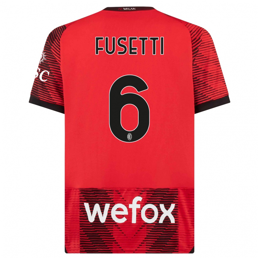 Kinder Fußball Laura Fusetti #6 Rot Schwarz Heimtrikot Trikot 2023/24 T-Shirt Luxemburg