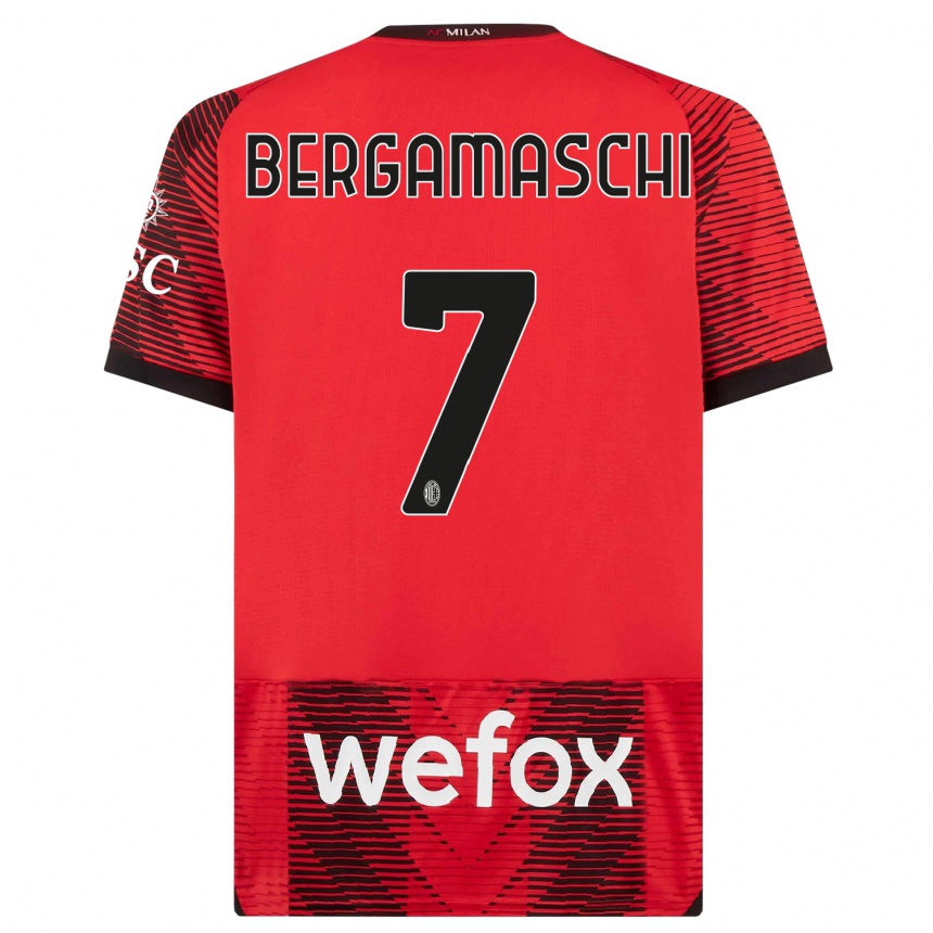 Kinder Fußball Valentina Bergamaschi #7 Rot Schwarz Heimtrikot Trikot 2023/24 T-Shirt Luxemburg