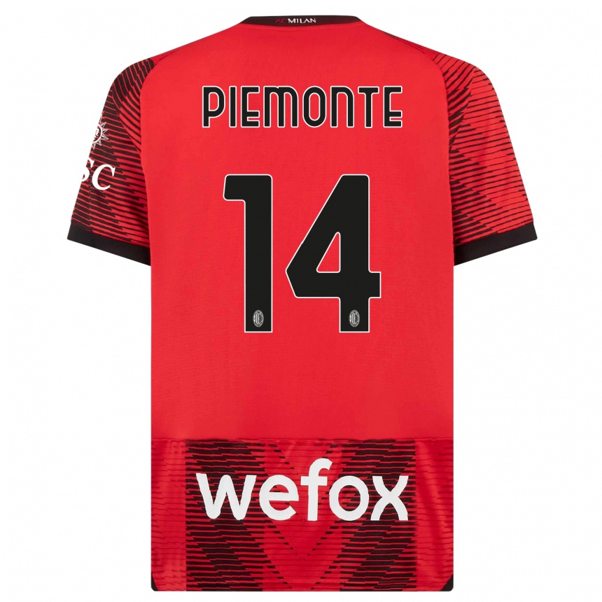 Kinder Fußball Martina Piemonte #14 Rot Schwarz Heimtrikot Trikot 2023/24 T-Shirt Luxemburg