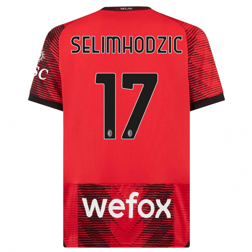 Kinder Fußball Noa Selimhodzic #17 Rot Schwarz Heimtrikot Trikot 2023/24 T-Shirt Luxemburg