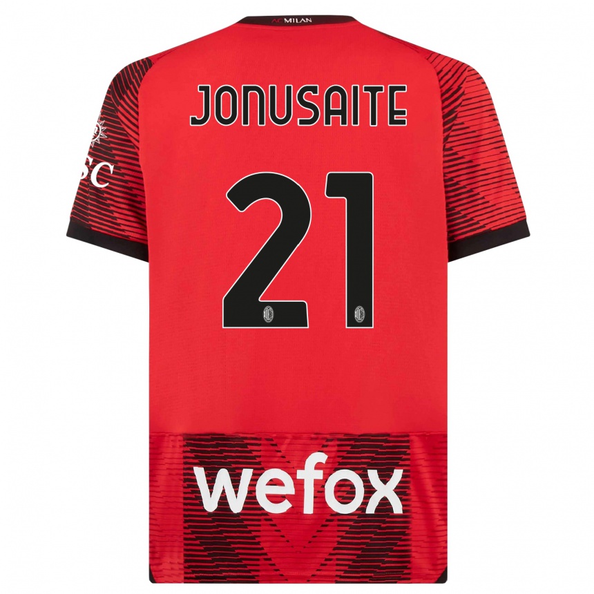 Kinder Fußball Rimante Jonusaite #21 Rot Schwarz Heimtrikot Trikot 2023/24 T-Shirt Luxemburg