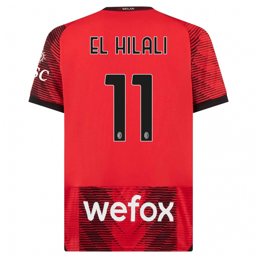 Kinder Fußball Youns El Hilali #11 Rot Schwarz Heimtrikot Trikot 2023/24 T-Shirt Luxemburg