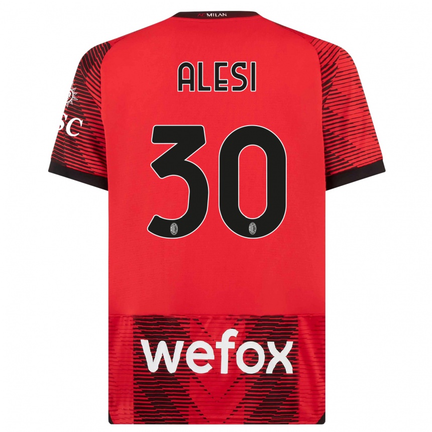 Kinder Fußball Gabriele Alesi #30 Rot Schwarz Heimtrikot Trikot 2023/24 T-Shirt Luxemburg
