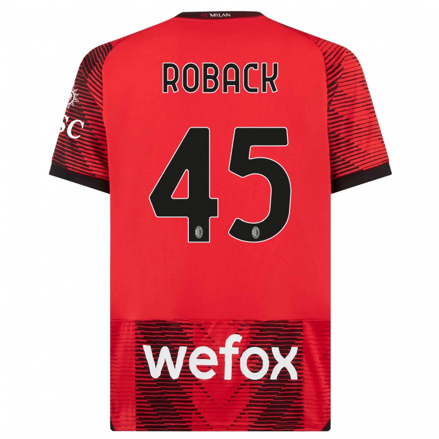 Kinder Fußball Emil Roback #45 Rot Schwarz Heimtrikot Trikot 2023/24 T-Shirt Luxemburg