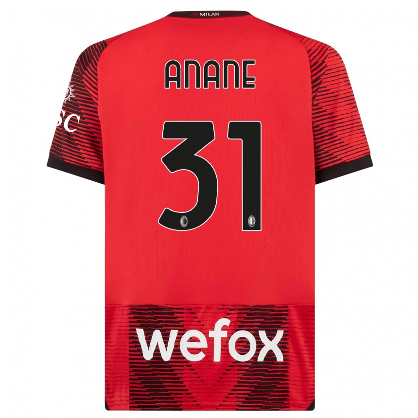 Kinder Fußball Emmanuel Anane #31 Rot Schwarz Heimtrikot Trikot 2023/24 T-Shirt Luxemburg