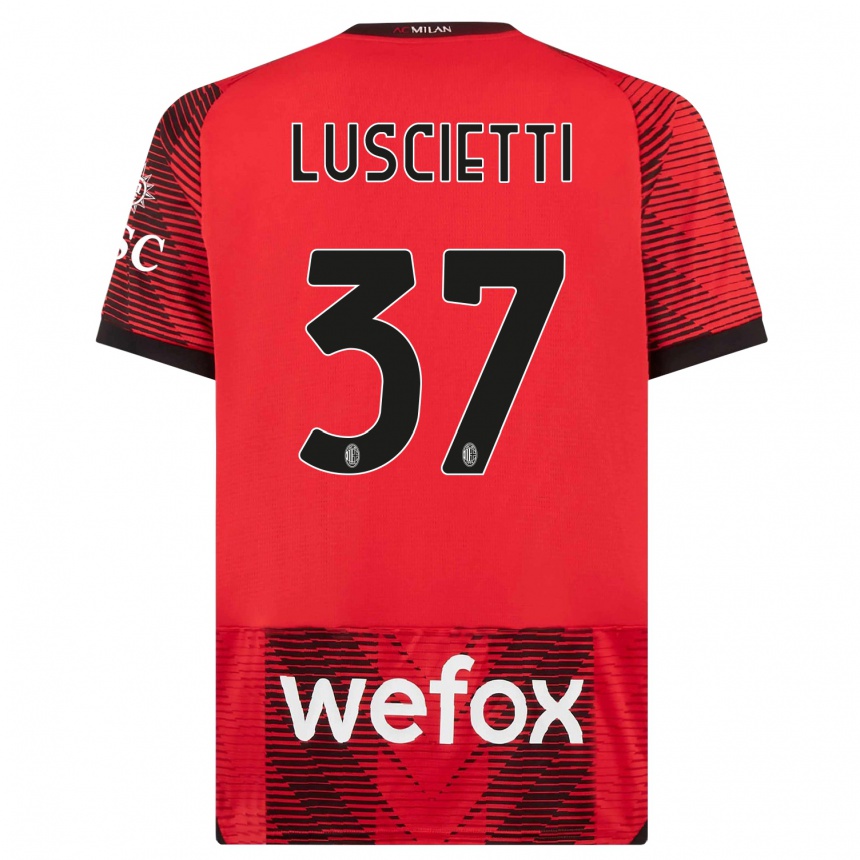 Kinder Fußball Abebe Luscietti #37 Rot Schwarz Heimtrikot Trikot 2023/24 T-Shirt Luxemburg