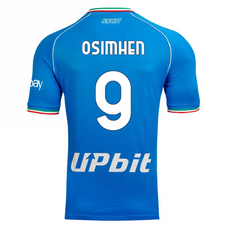 Kinder Fußball Victor Osimhen #9 Himmelblau Heimtrikot Trikot 2023/24 T-Shirt Luxemburg