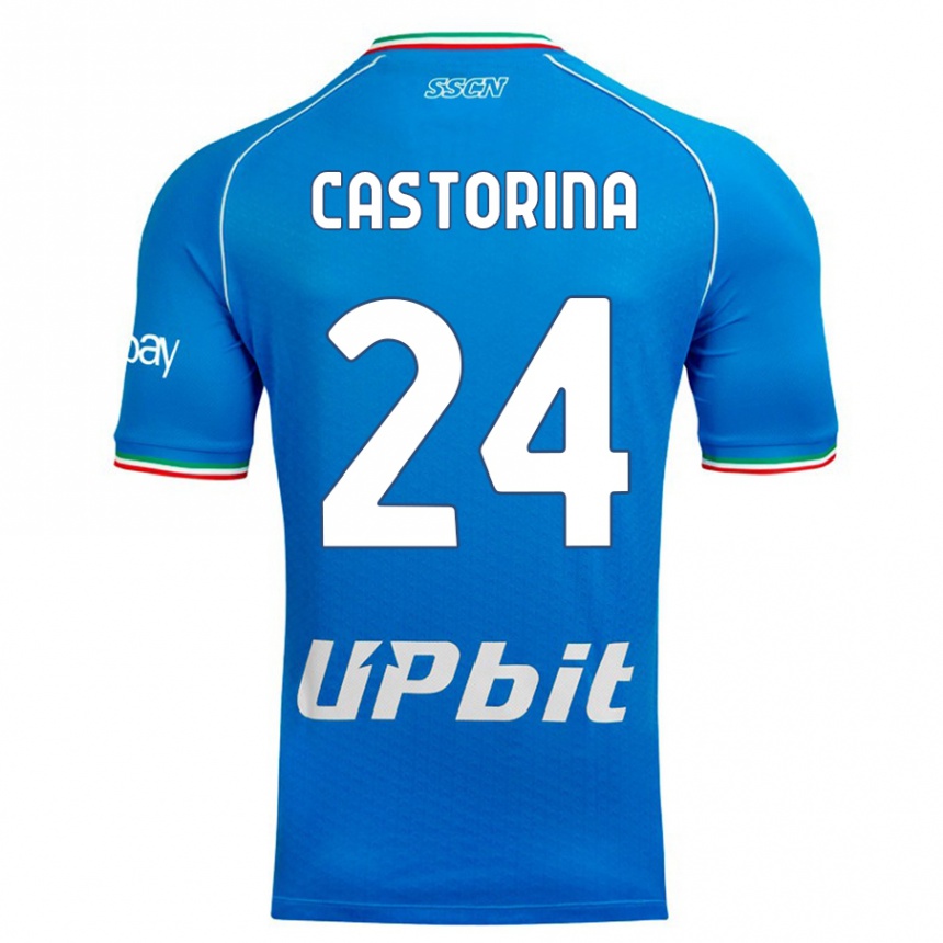 Kinder Fußball Alessandro Castorina #24 Himmelblau Heimtrikot Trikot 2023/24 T-Shirt Luxemburg