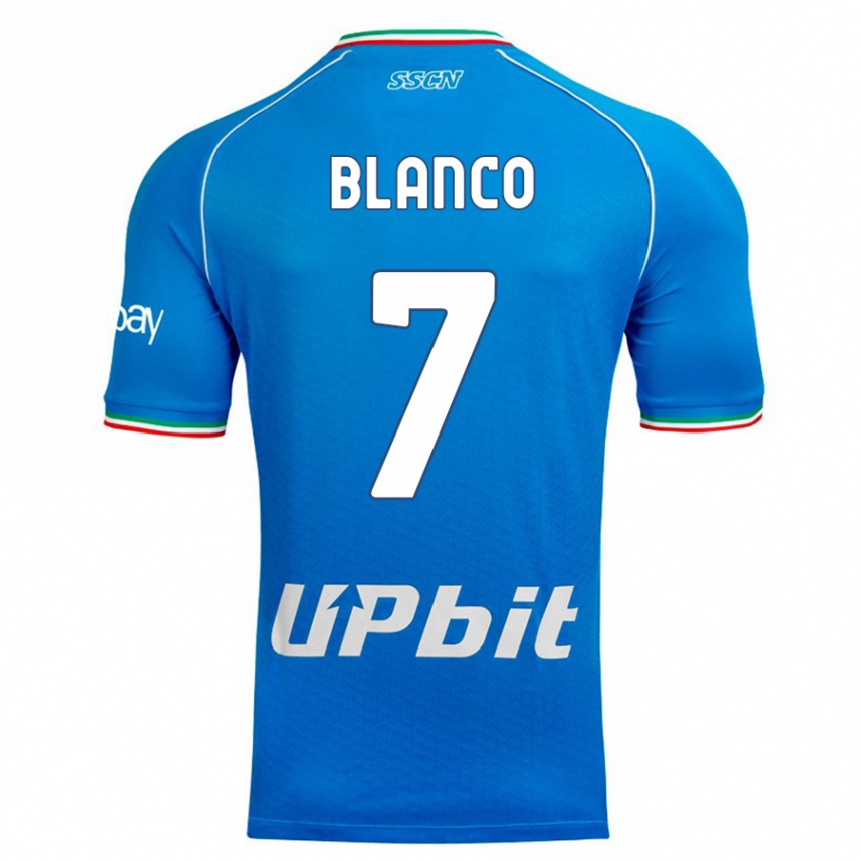 Kinder Fußball Gimena Blanco #7 Himmelblau Heimtrikot Trikot 2023/24 T-Shirt Luxemburg