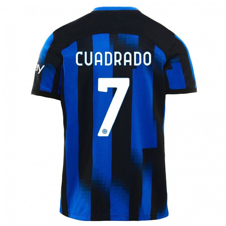 Kinder Fußball Juan Cuadrado #7 Schwarz Blau Heimtrikot Trikot 2023/24 T-Shirt Luxemburg