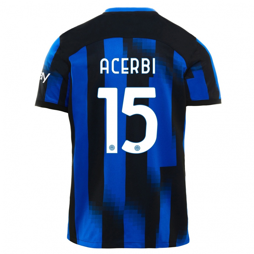 Kinder Fußball Francesco Acerbi #15 Schwarz Blau Heimtrikot Trikot 2023/24 T-Shirt Luxemburg
