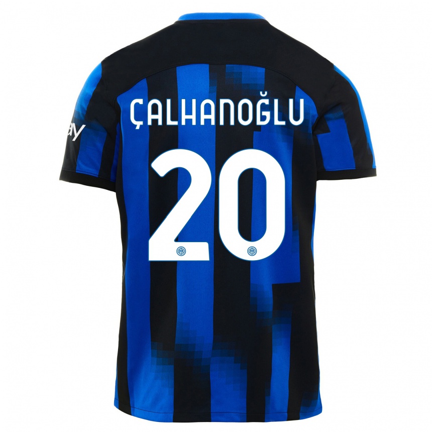 Kinder Fußball Hakan Calhanoglu #20 Schwarz Blau Heimtrikot Trikot 2023/24 T-Shirt Luxemburg