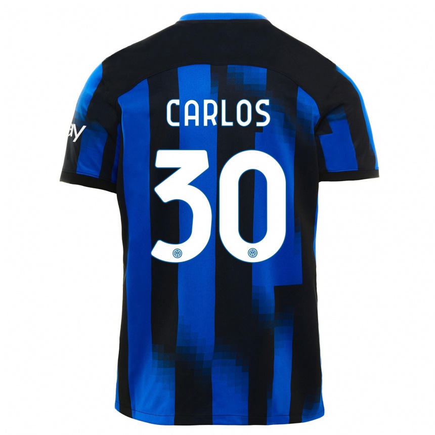 Kinder Fußball Carlos Augusto #30 Schwarz Blau Heimtrikot Trikot 2023/24 T-Shirt Luxemburg