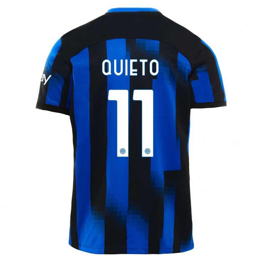 Kinder Fußball Daniele Quieto #11 Schwarz Blau Heimtrikot Trikot 2023/24 T-Shirt Luxemburg