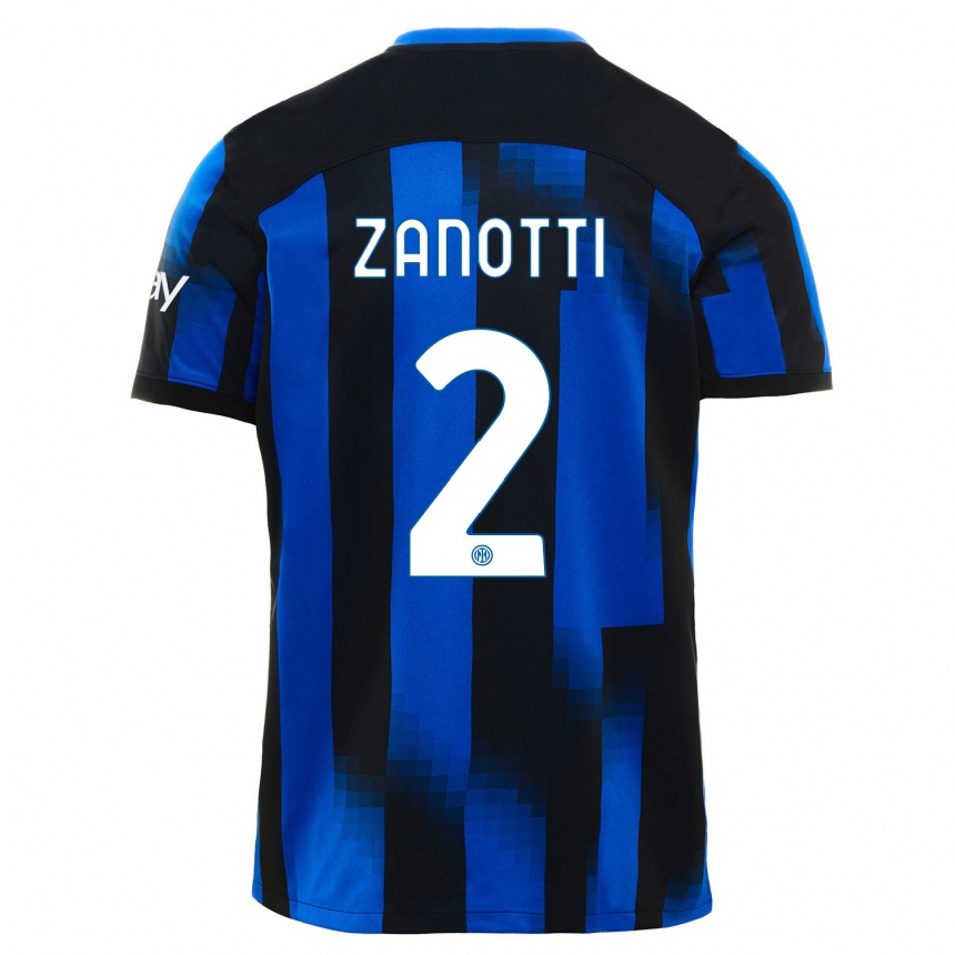Kinder Fußball Mattia Zanotti #2 Schwarz Blau Heimtrikot Trikot 2023/24 T-Shirt Luxemburg