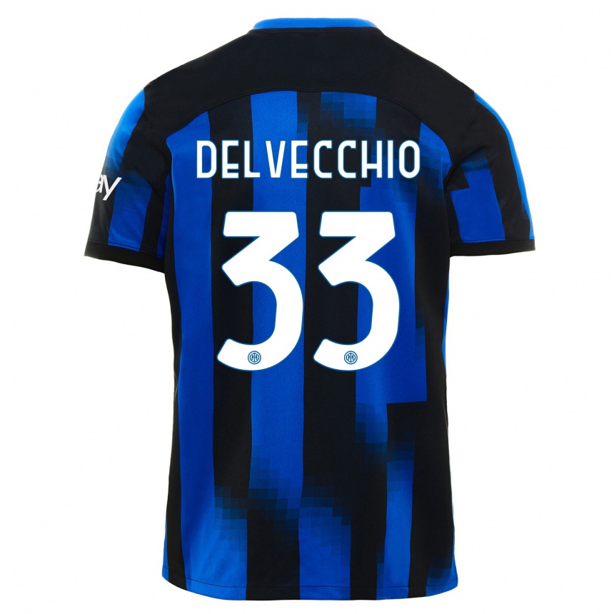 Kinder Fußball Gabriele Delvecchio #33 Schwarz Blau Heimtrikot Trikot 2023/24 T-Shirt Luxemburg